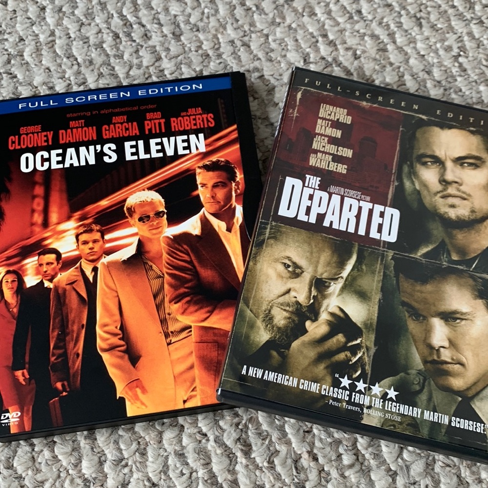 Ocean’s Eleven and The Departed dvds